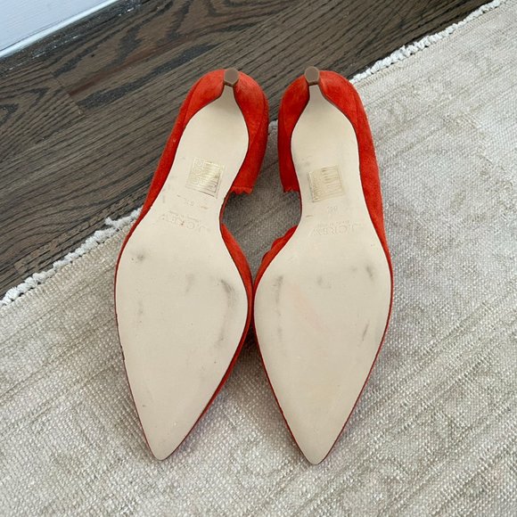 J Crew Scalloped Suede Kitten Heels in red - size 6.5 - Picture 5 of 7